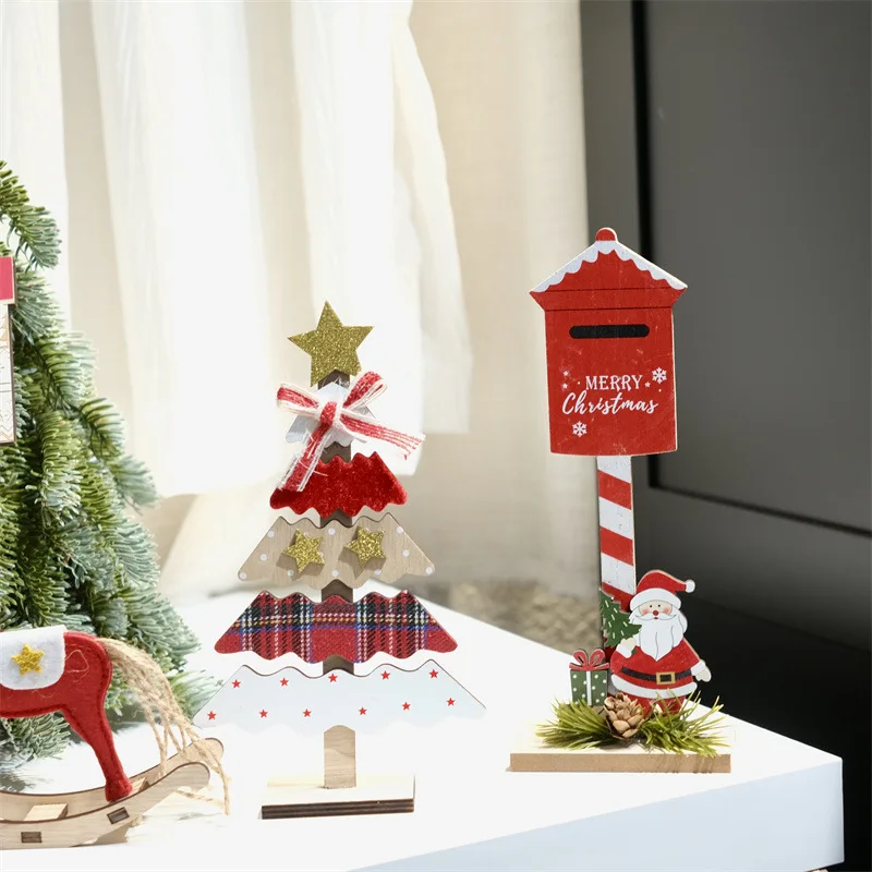 Christmas desktop wooden decorations, home decor, festive atmosphere decoration, Christmas gifts