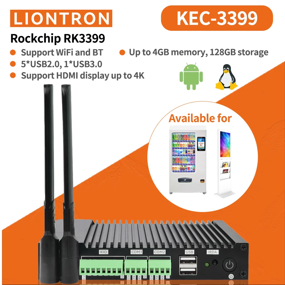 

Мини-ПК Android с почтой RK3399 — графический процессор T860 Rockchip 4G DDR4 128G SSD Ubuntu Клиент Встроенный компьютер LAN RJ45 Промышленный класс