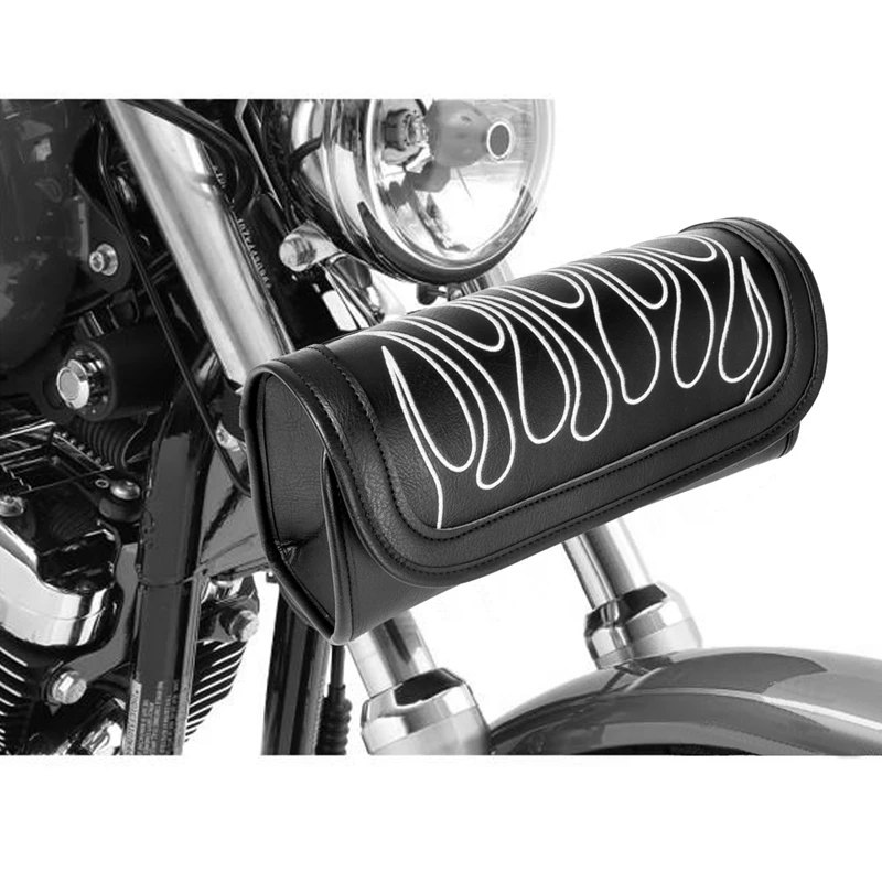 Universal Motorcycle Fork Bag PU Leather Handlebar Tool Saddle Bag Rear Bag For Electric Motorcycle