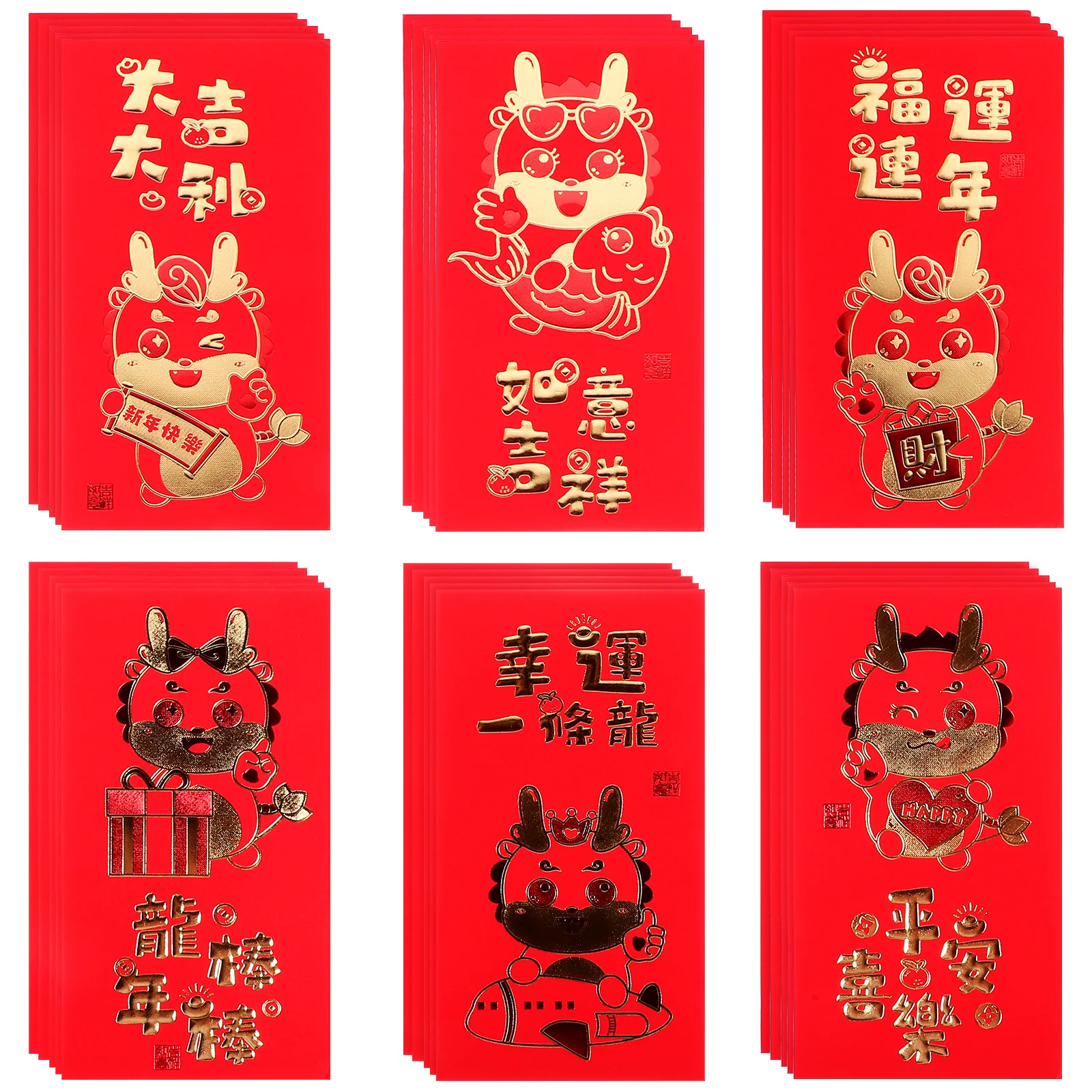 

30 Pcs Money Envelopes Red Bag Chinese New Year Pocket Dragon Pattern Term Paper
