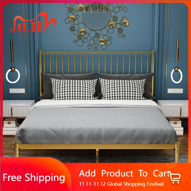 

European Iron Bed Designer Double Trendy Aesthetics Comfortable Bed Princess Simple Modern High Quality Muebles Unique Furniture