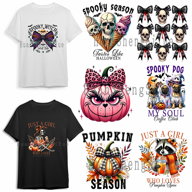 Halloween Thanksgiving Ironing Sticker Clothes DTF Fashion T-shirt Hoodie DIY Jacket Patch Clothing Hot Paste Paper