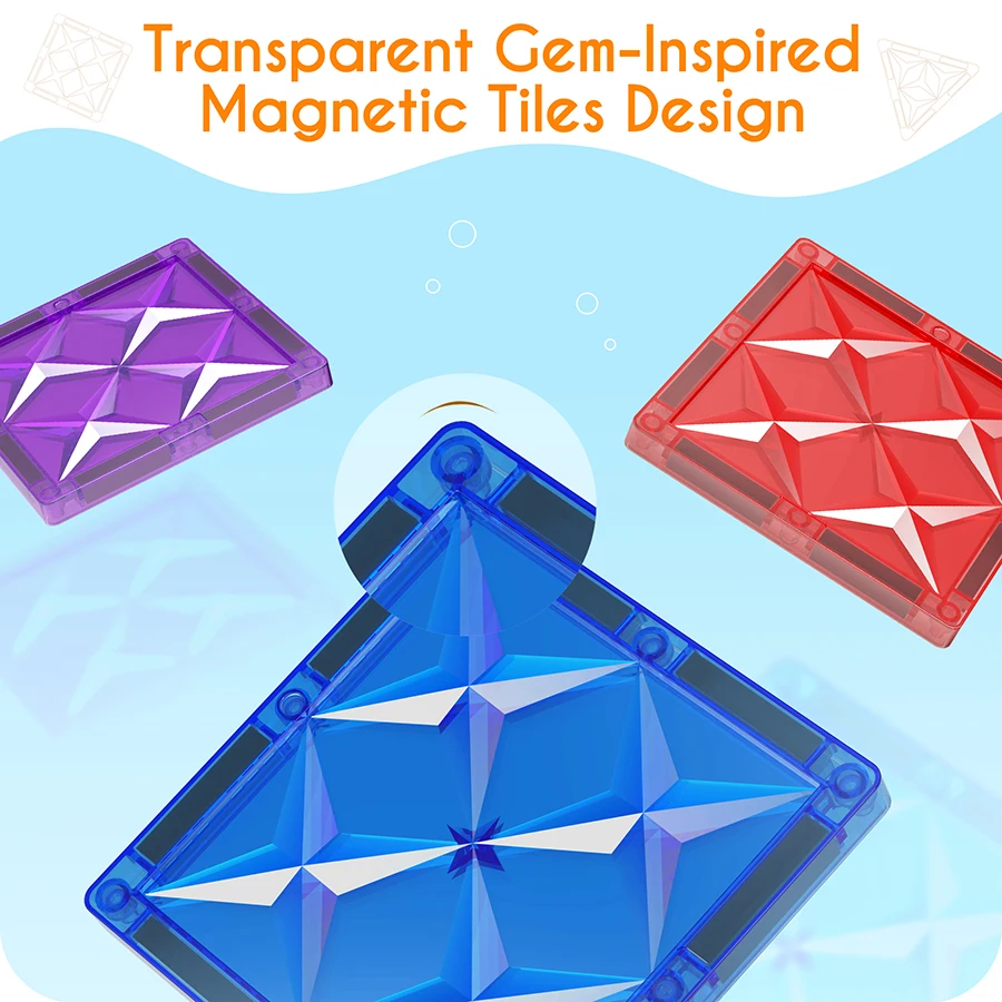 42-piece magnetic tile creative assembly set, magnetic building block toys for children aged 3 to 8, colorful 3D design.