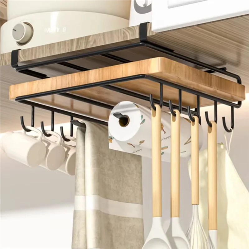 ABRS-Kitchen Non-Punch Storage Rack Multi-Function Cutting Board Storage Rack Cabinet Hanging Under-Cabinet Rack