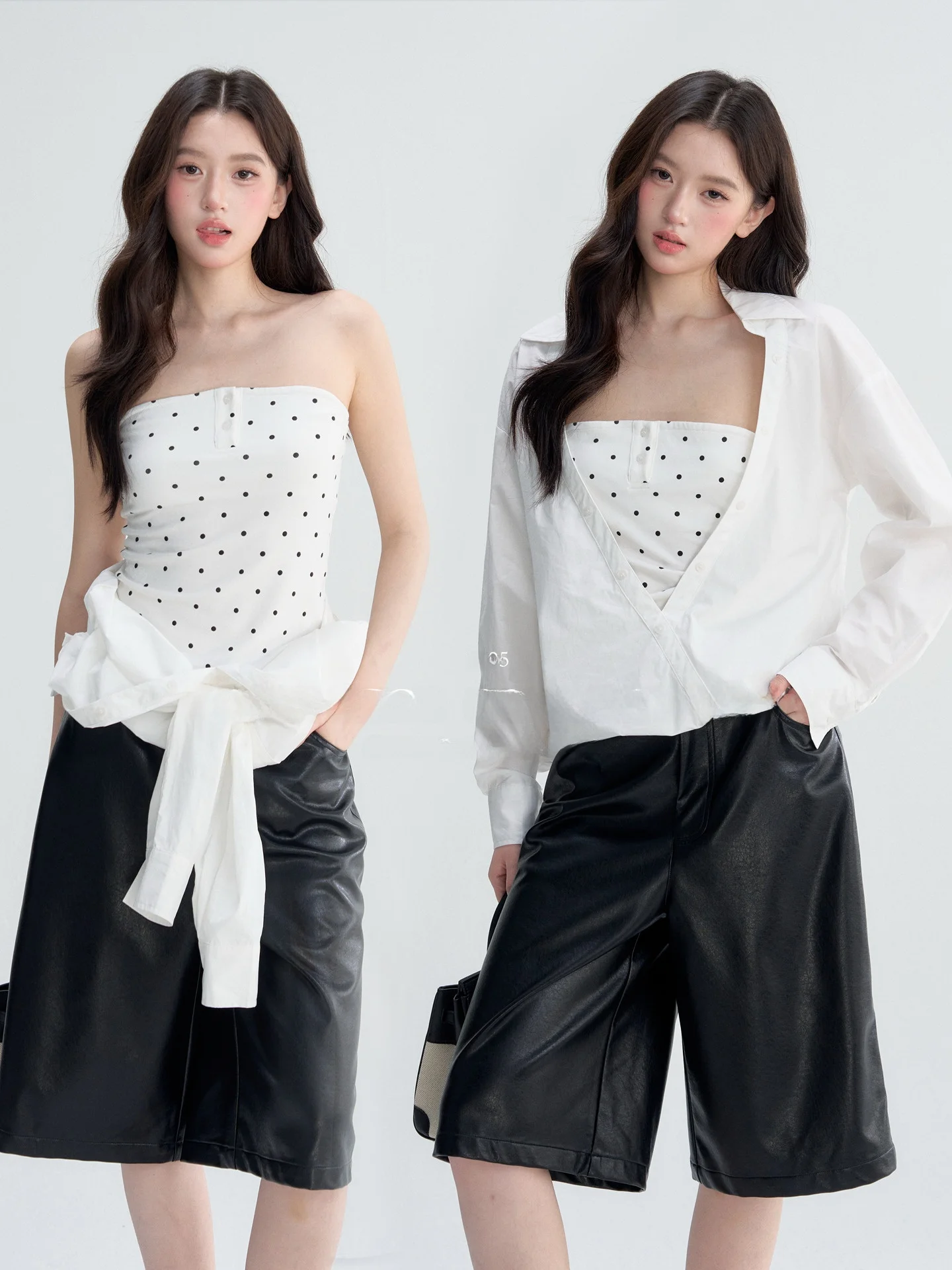 

Женская футболка OIOI E с длинным рукавом, комплект из двух предметов: жилет и топ, свободный крой, для повседневной носки, из тонкого влагоотводящего материала