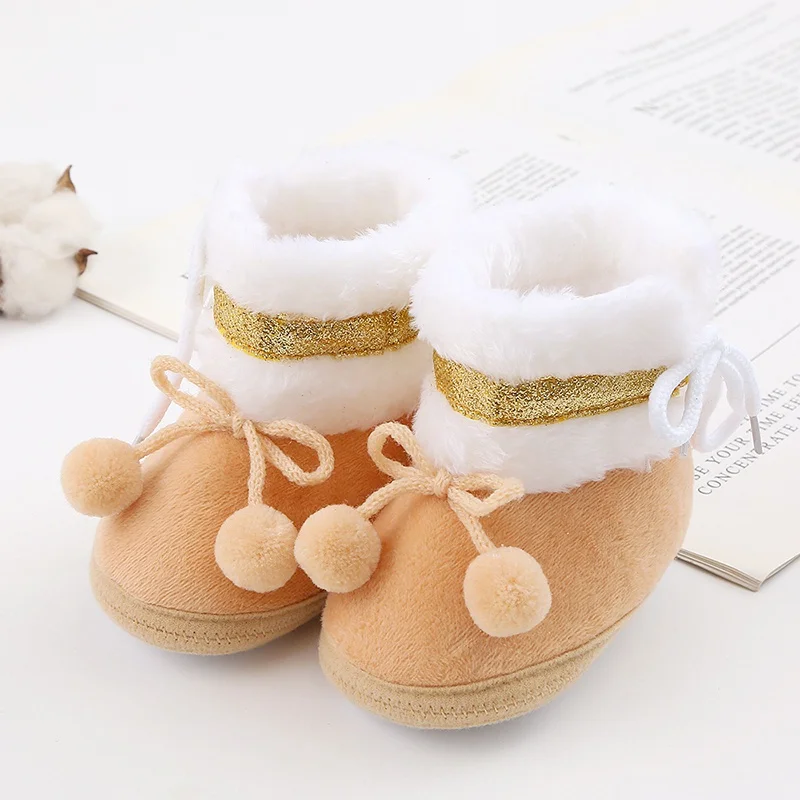 Autumn Winter Plush Warm Baby Shoes Cute Soft Newborn Snow Boots for Boys Girls Infant Casual Cotton-padded Shoes 0-18 Months