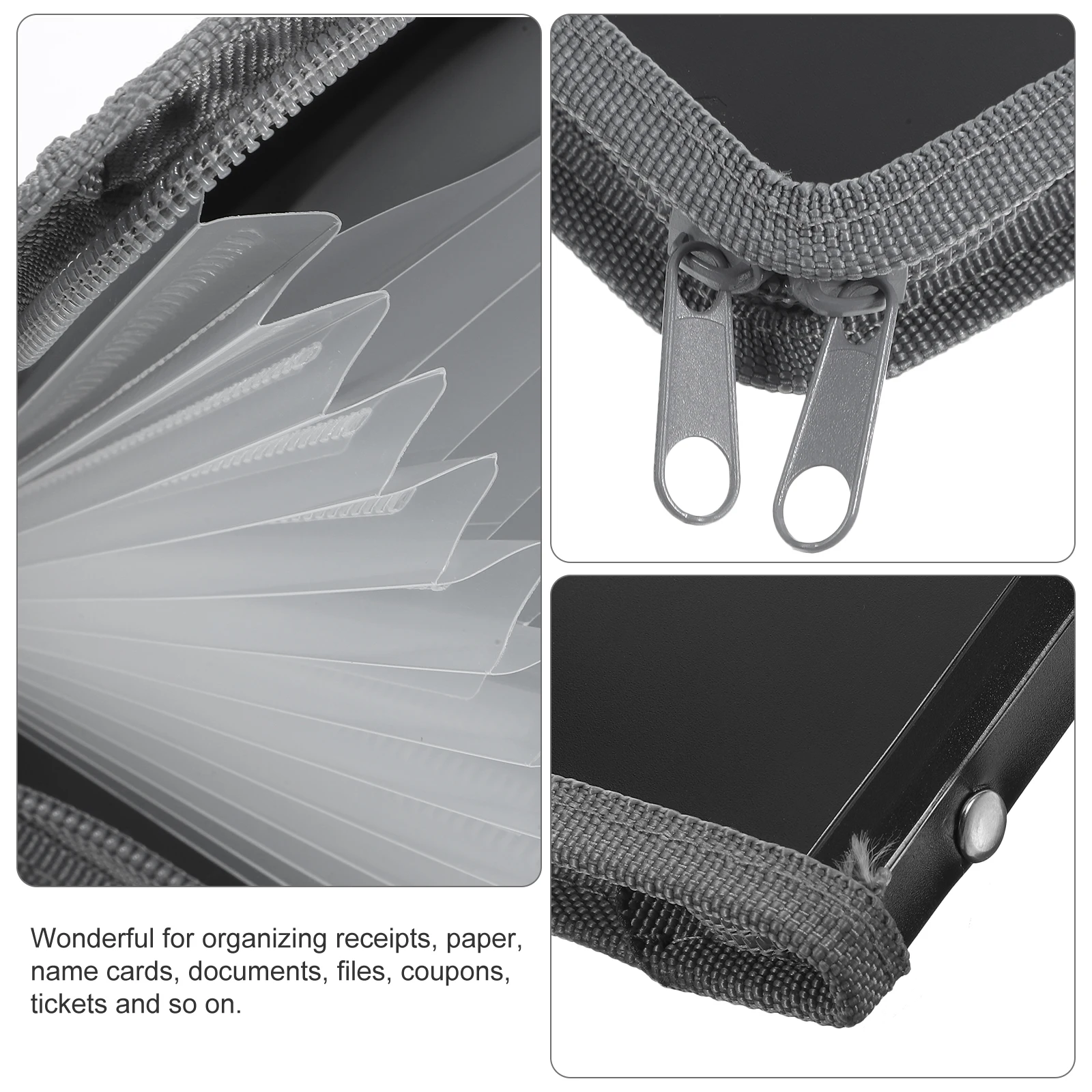 

2pcs Accordion Small Receipt Organizer Plastic Expanding Folder Office Document Organizer Multi-Function File Storage Bag For