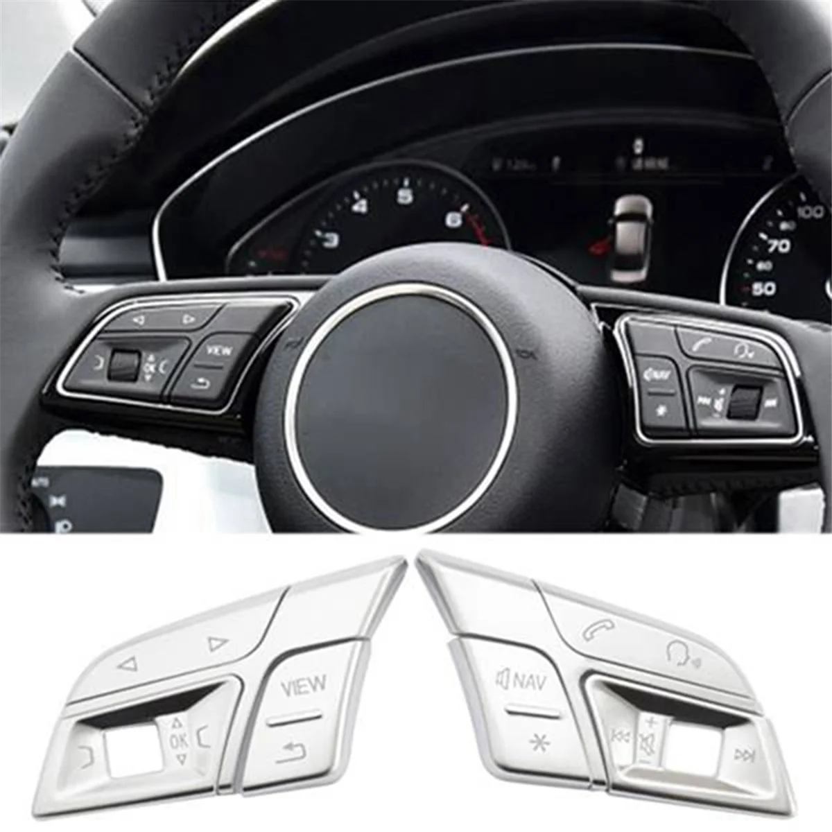 Car Steering Wheel Buttons Trim Cover Stickers for Audi Q3 Q5 A1 A3 8V A4 B9 B8 A5 A7 2018 High Version