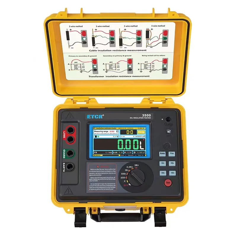 2024 Bluetooth Smart ETCR3500 3500B High Voltage Insulation Resistance Tester 5KV 10KV 5TΩ RAMP STEP FR DAR Detect Mode Arrester
