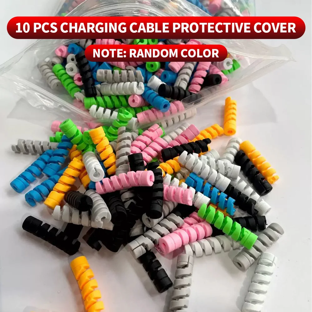 Charger Cable Protector Multi-color Spiral Silicone For Home & Office Fit Most Cables