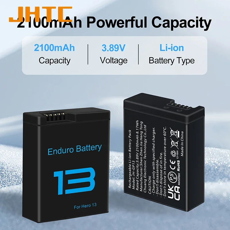 2100mAh Battery Charger for Gopro 13 Batteries Sport Cameras battery Accessories For GoPro Hero13 Black Batterie Charger