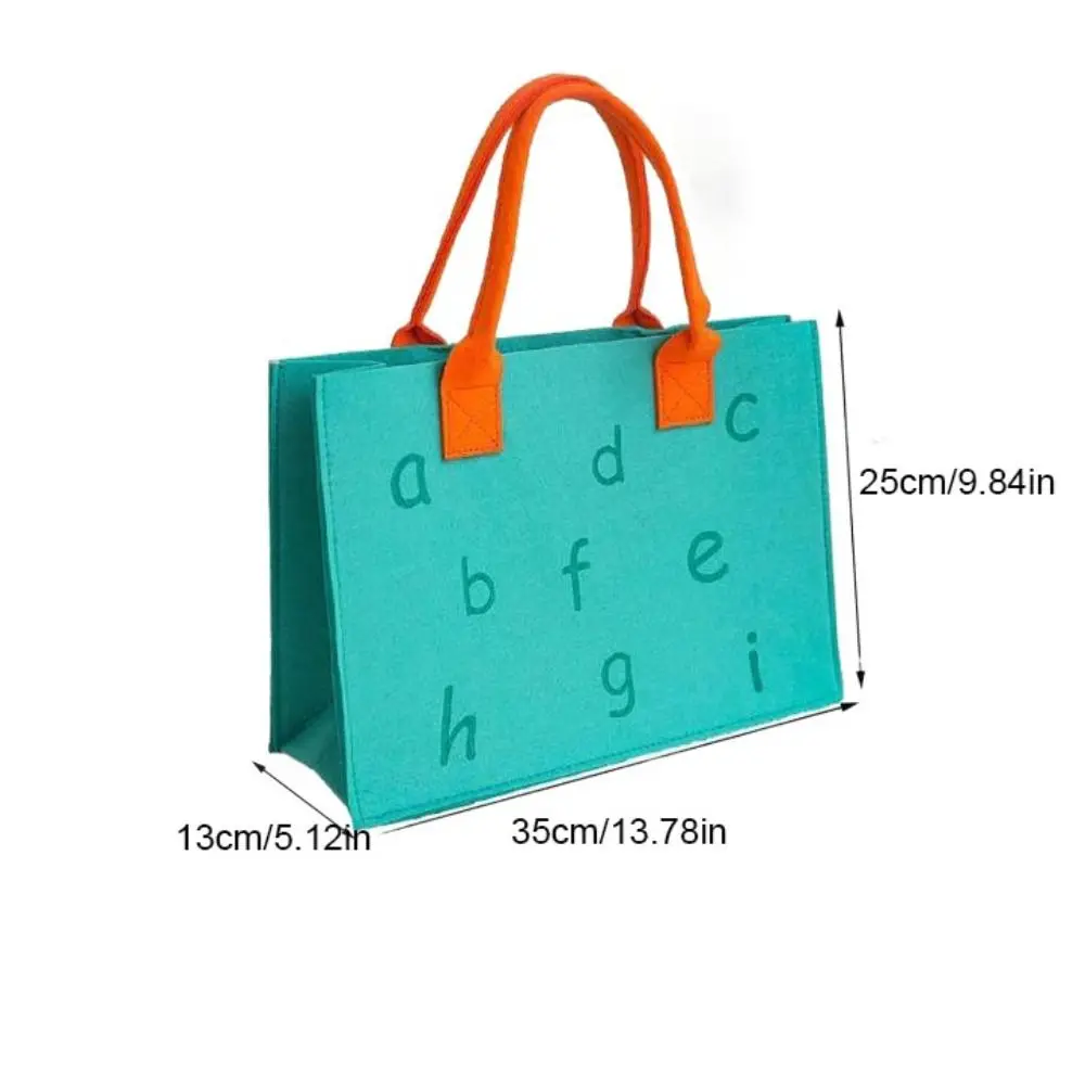 Bolso de mano de fieltro con letras simples, bolsa de almacenamiento de Color sólido, bolsa de mensajero de gran capacidad, bolsa de regalo para niños