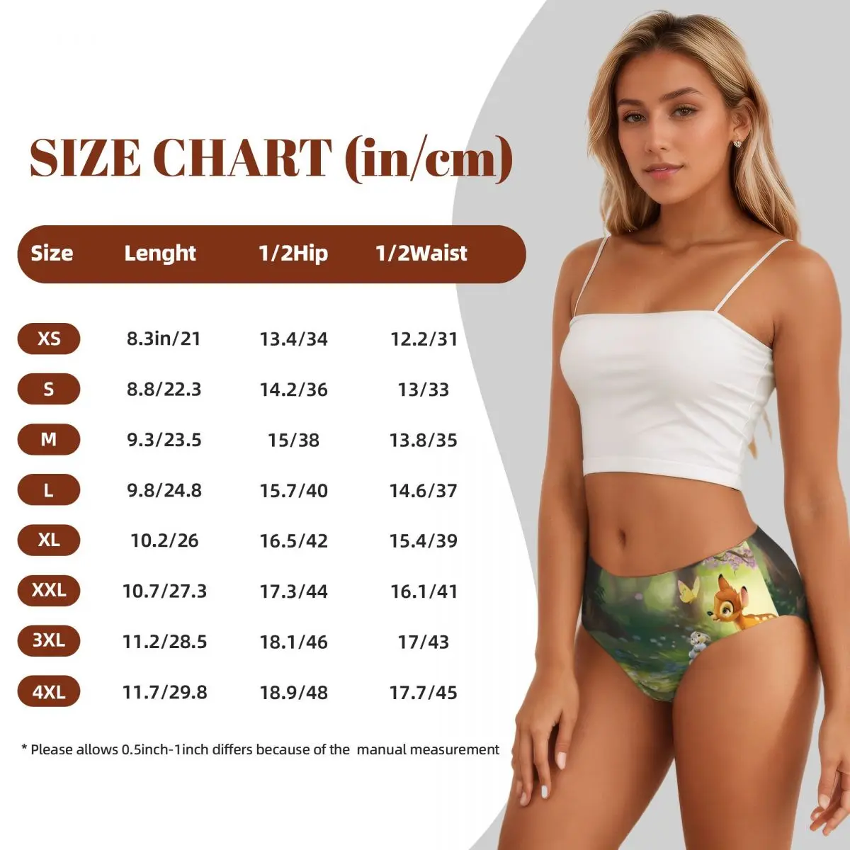 Intimo da donna personalizzato Bambi Fawn Cartoon Animes Mutandine Stretch Comic Briefs
