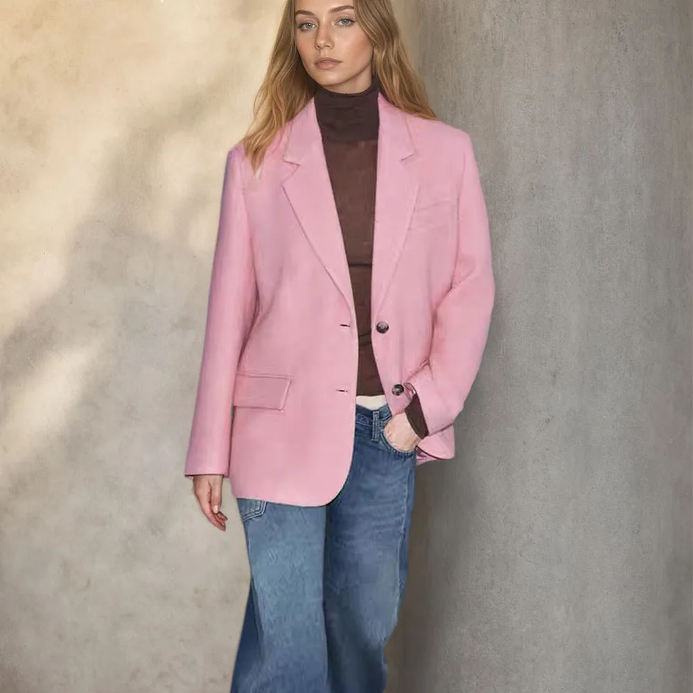 

Зимний новый женский модный универсальный однотонный длинный пиджак