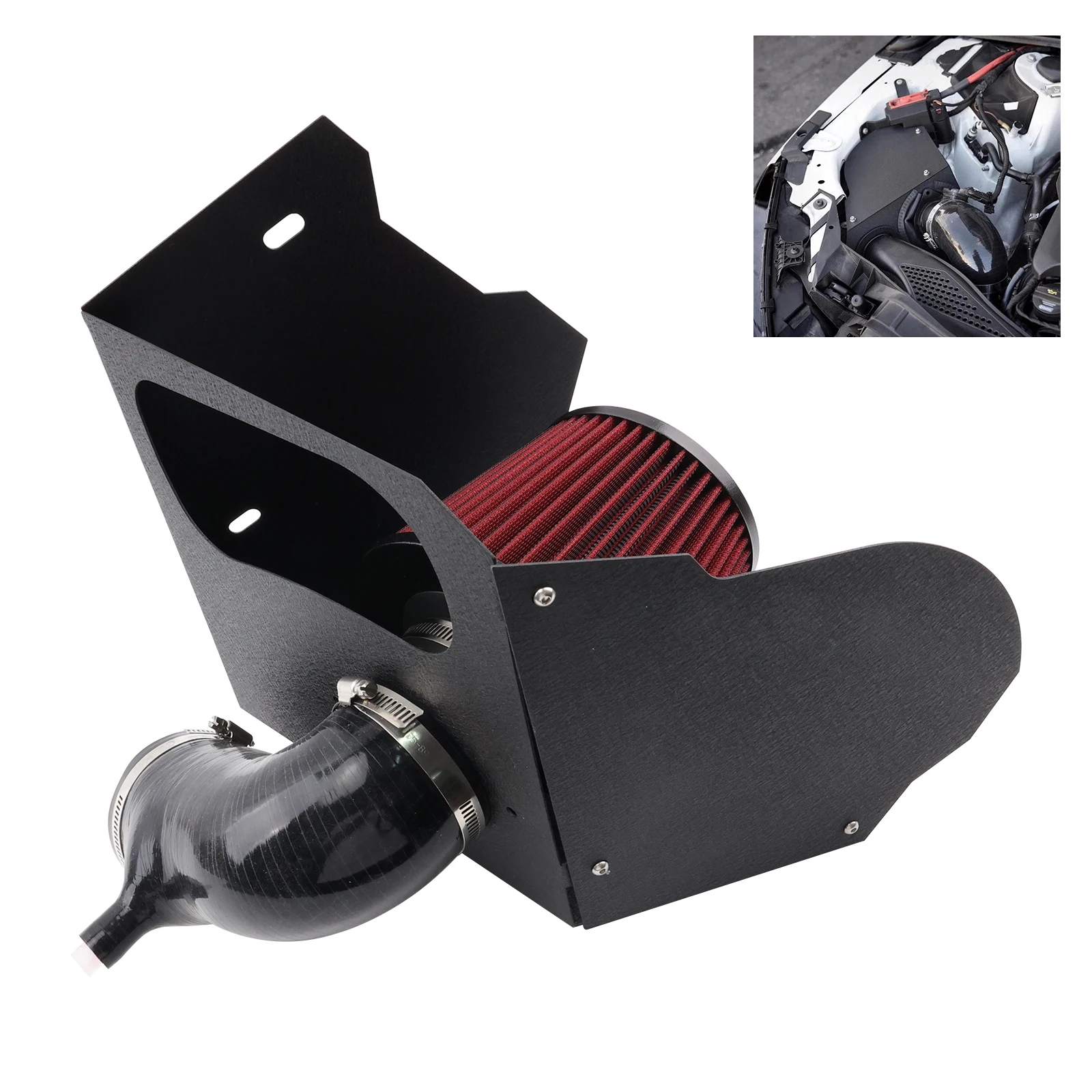 

Cold Air Intake Kit with Filter Heat Shield for 2015+ Audi A4 B9 2.0T 40 TFSI High Flow Aluminum Pipe