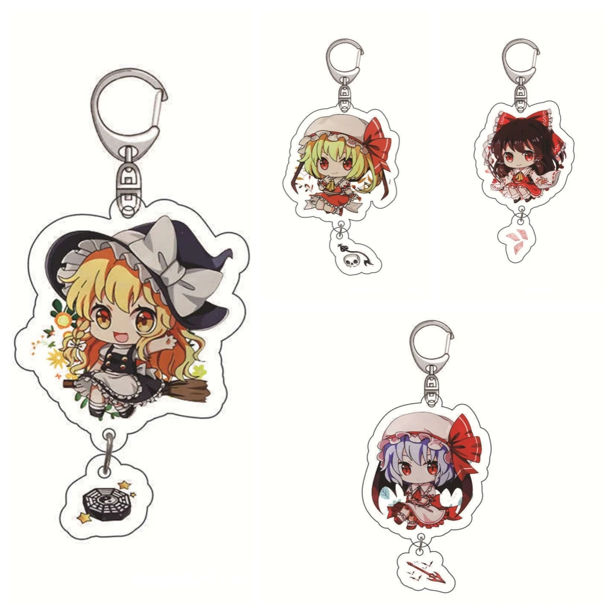 Anime Touhou Project Hakurei Reimu Kirisame Marisa Cosplay Costume Pendant Props Acrylic Keychain Keyring fans Gift