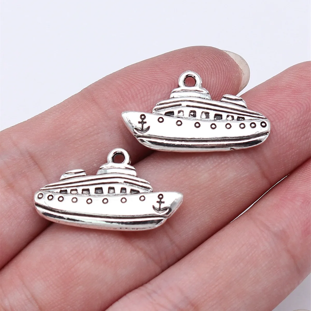 WYSIWYG 10pcs 25x15mm Antique Silver Color Cruise Ship Charms Pendant For DIY Jewelry Making Handmade Jewelry Craft Findings