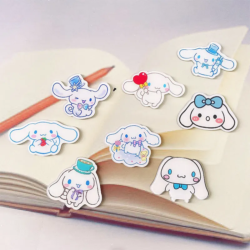 Sanrio Cinnamoroll Brooch Cinnamoroll Action Anime Figures Acrylic Brooch Cute Cartoon Backpack Clothing Ornaments Children Gift