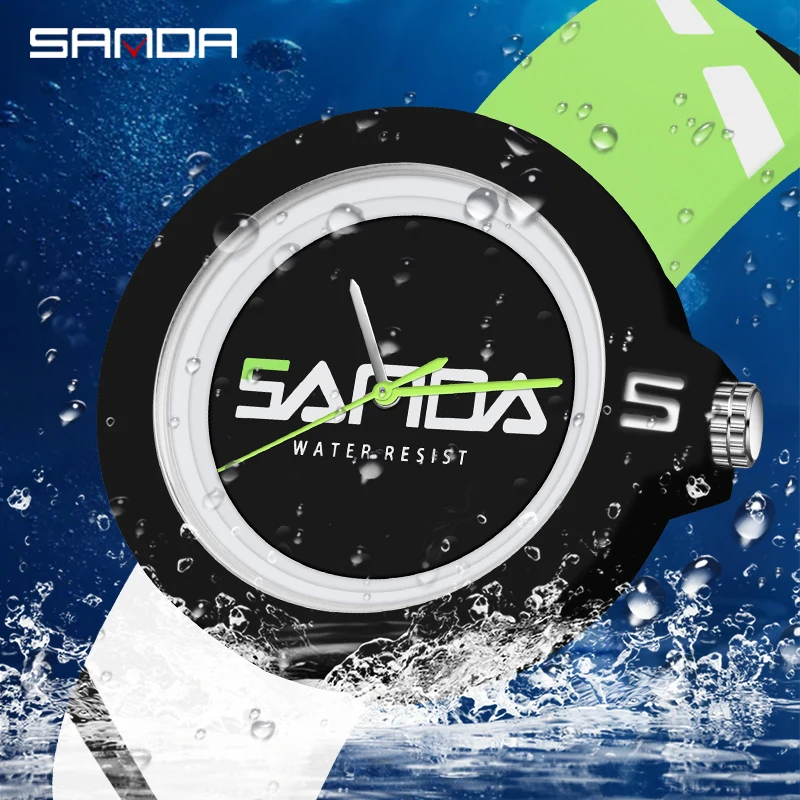 Fashion Sanda Top Brand New Men\'s Or Ladies Unisex Watch 50m Waterproof Silicone Strap Casual Quartz Sports Mens Womenes