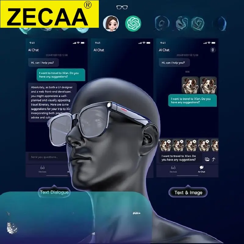 

ZECAA умные беспроводные Bluetooth интеллектуальные очки для видеокамеры, очки для записи видео, умные носимые очки для видеокамеры