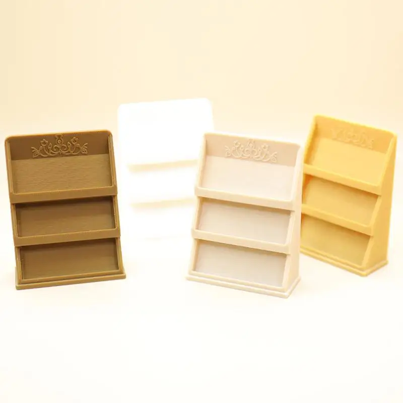 عرض رف كتب مصغر 1:12 - ديكور غرفة الدراسة لبيت الدمى مع أرفف قابلة للتعديل، لمسة نهائية من الحبوب الخشبية الواقعية #3