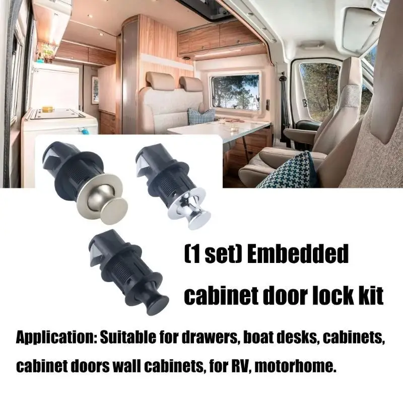 652F Round Embedded Push to Open Lock Heavy Duty Zincs Alloy Flush Mount Cabinet Lock for Drawer Cupboard Easy Installation