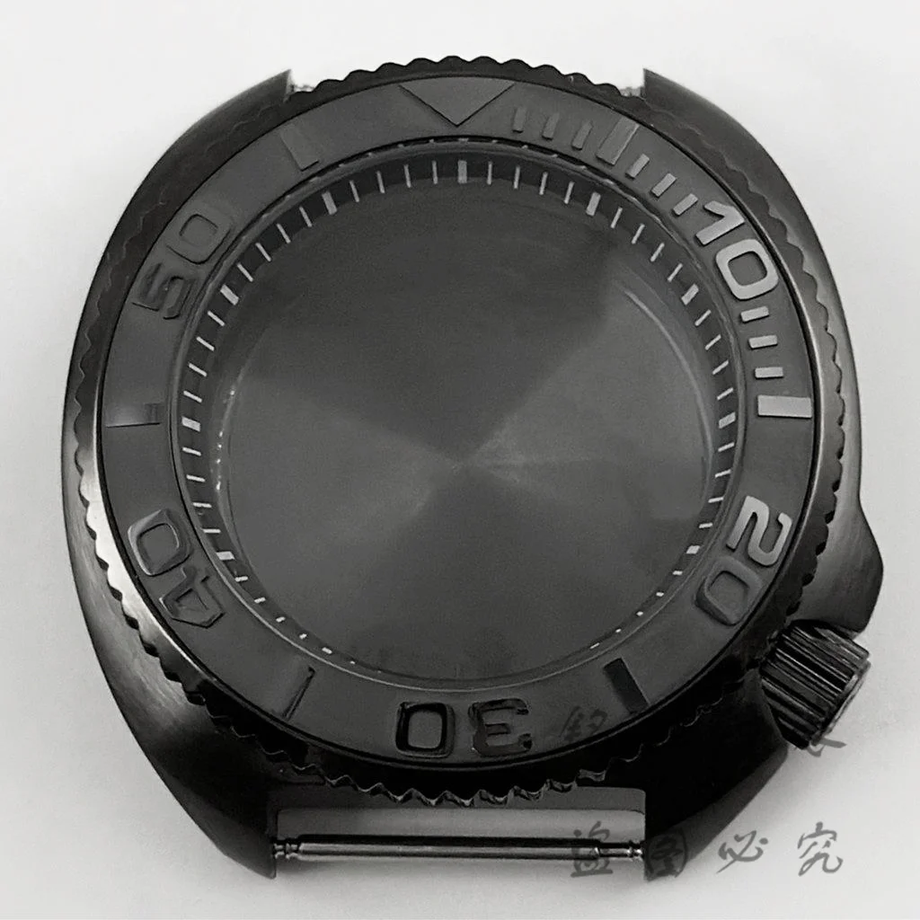

44mm Turtle PVD Black Ring SKX Watch Case For NH34 NH35 NH36 NH38 Movement 28.5mm Dial Mods Turtle Abalone Captain 6105 Case