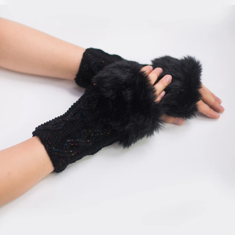 Accessories For Taking Nail Photos Short Wrist Cuff Girl Warm Winter Wrist Fluffy Fingerless Gloves Manicure Photo Showing Prop