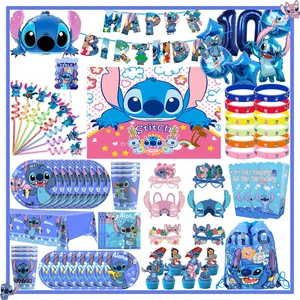 Disney Lilo Stitch Birthday Party Trang trí, Aloha Paper Napinks, bát đĩa, kính, khăn trải bàn, đồ dùng bóng, vòi hoa sen cho trẻ em, mới 6 Bán hàng chính Alohas - №6