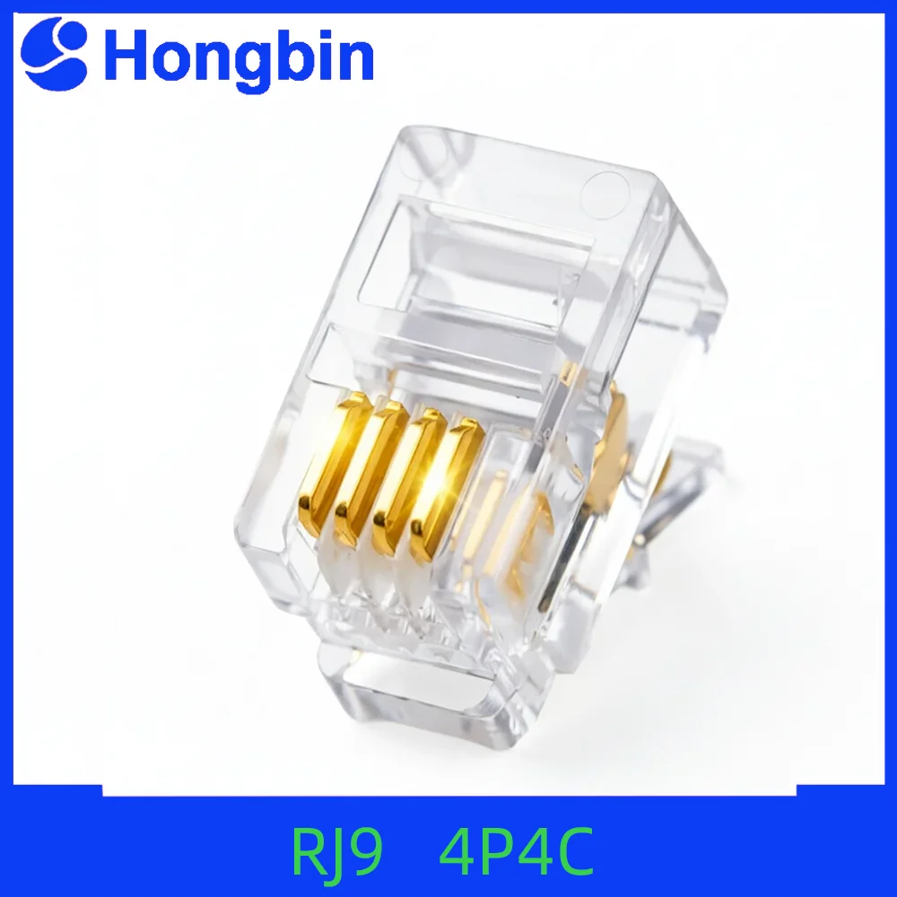 4P4C RJ9 Telephone Handset Connector 4-Core Audio Connector 4-wire Plug Gold-Plated Copper Chip Crystal Heads 50pcs 100pcs