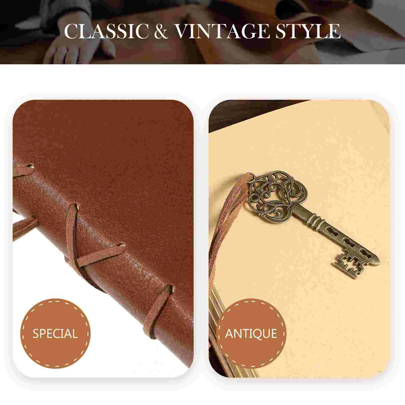 Vintage Blank Journal PU Cover Notebook Travel Diary Bookmark Coffee Child