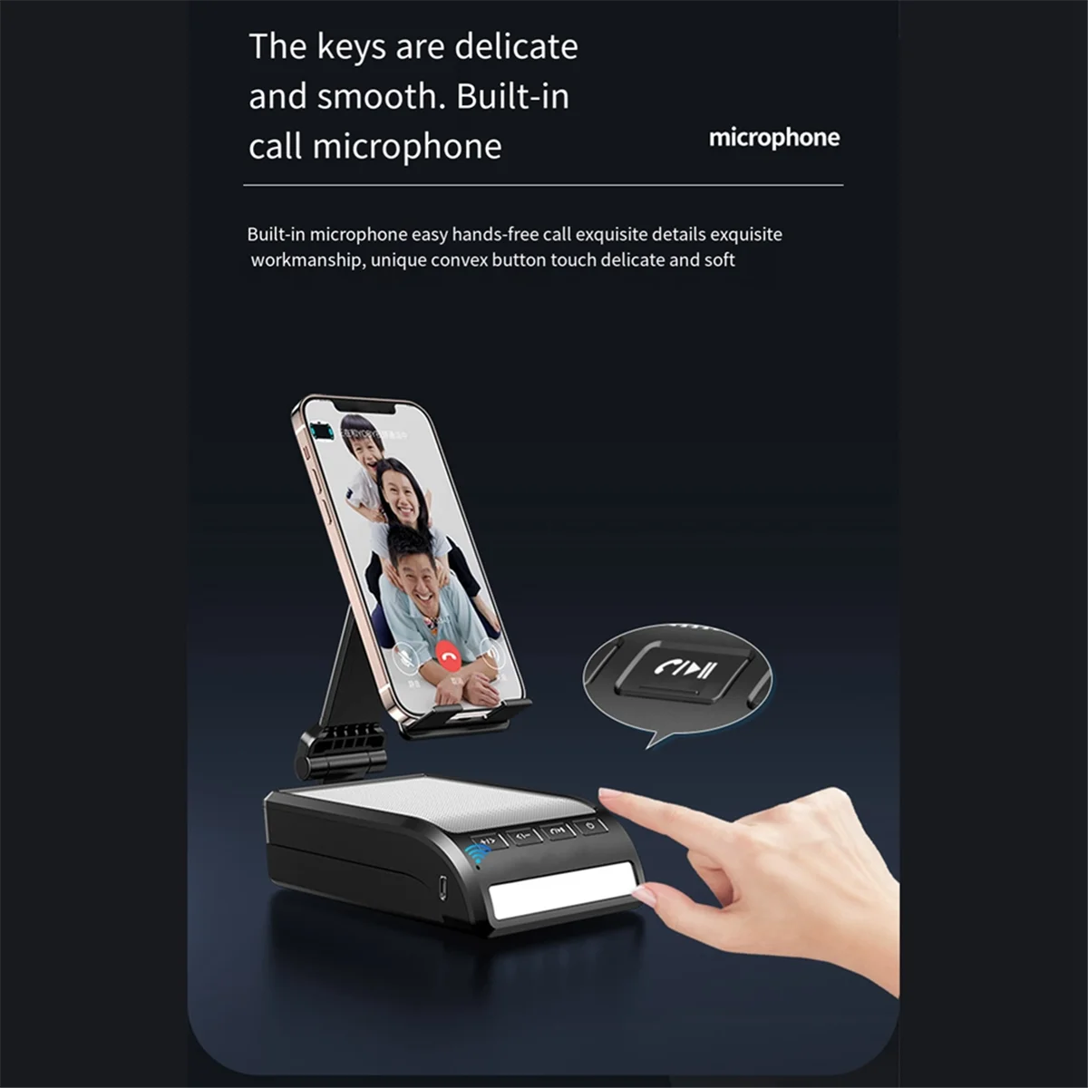 POP-lSupporto per telefono cellulare con altoparlante Bluetooth Luce a LED Microfono incorporato Telefono cellulare pieghevole portatile