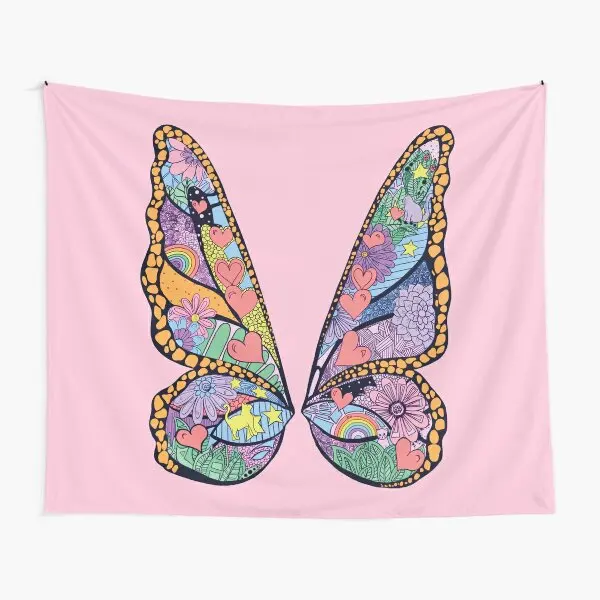 Inverted Main Butterfly In Pink Size X  Tapestry Blanket Decoration Art Printed Decor Mat Colored Towel Wall Home Living Hanging