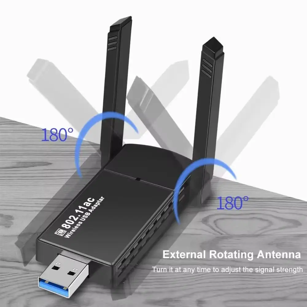 Placa de rede sem fio 1300m, 2.4g/5ghz, banda dupla pcie, adaptador wi-fi, unidade rotativa, usb grátis, adaptador wi-fi para computador/telefone/tablet