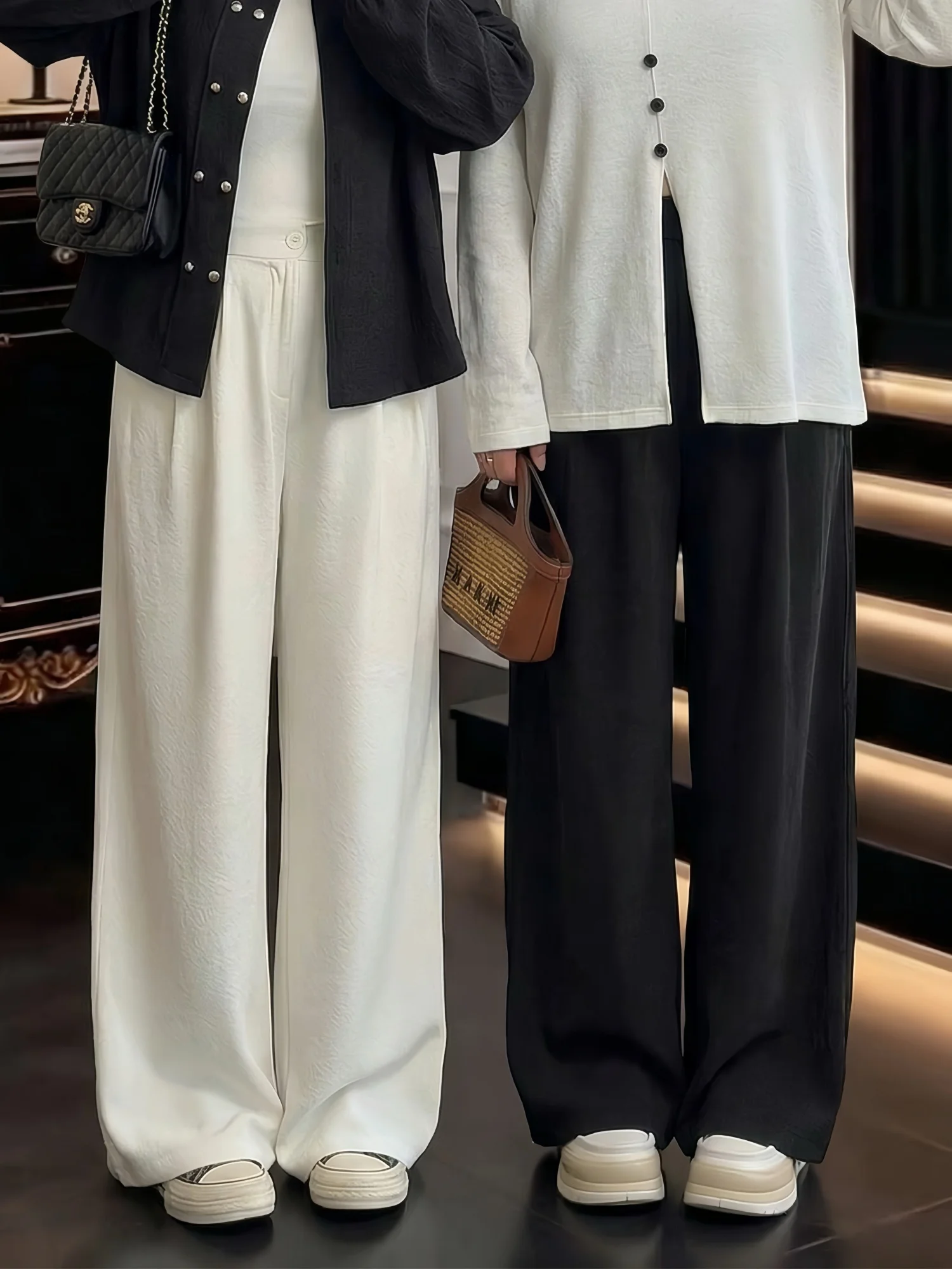 

plus Size Casual Loose Long Pants High Waist Wide Leg Straight Cut Spring New Style Thick Sister Simple Commute Style Women's...