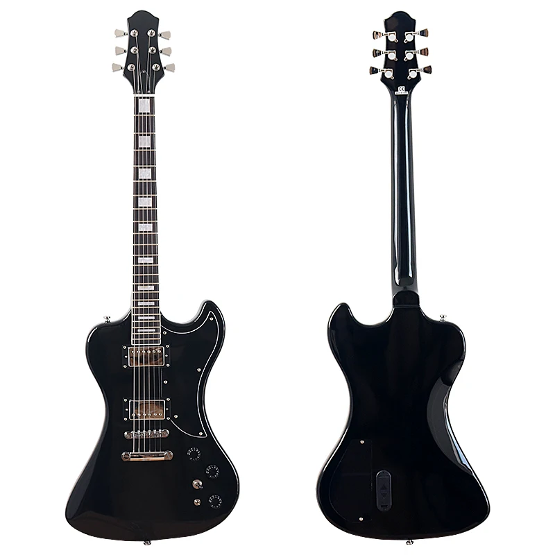 Unique Body 6 String 39 Inch Electric Guitar Okoume Body Black Guitar 22 Frets High Gloss In Stock Fast Delivery