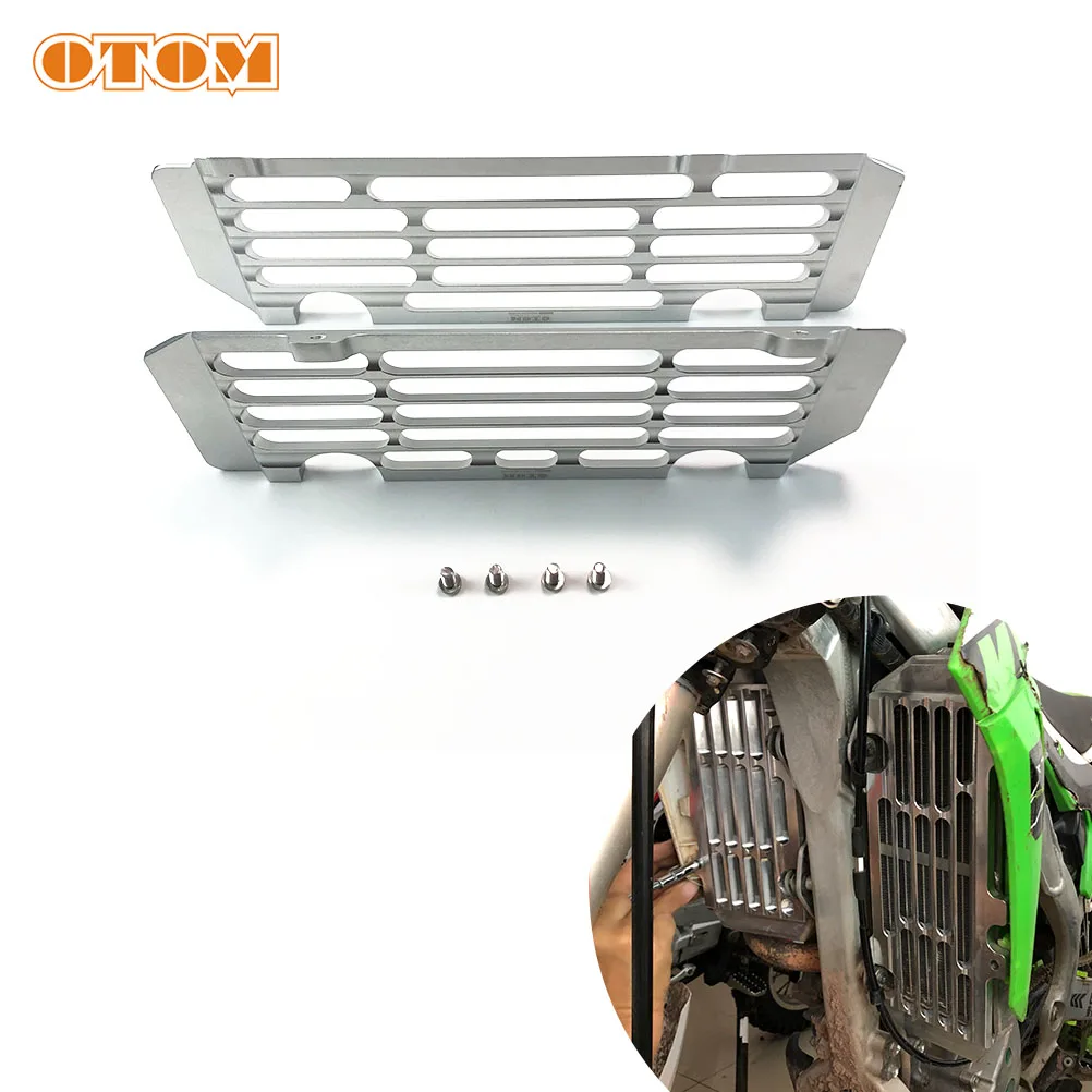 OTOM Motorcycle Radiator Guard Grille Radiator Louvres Rad Guard Anti-drop Water Tank Bracket Protection Shield For KAWASAKI KXF