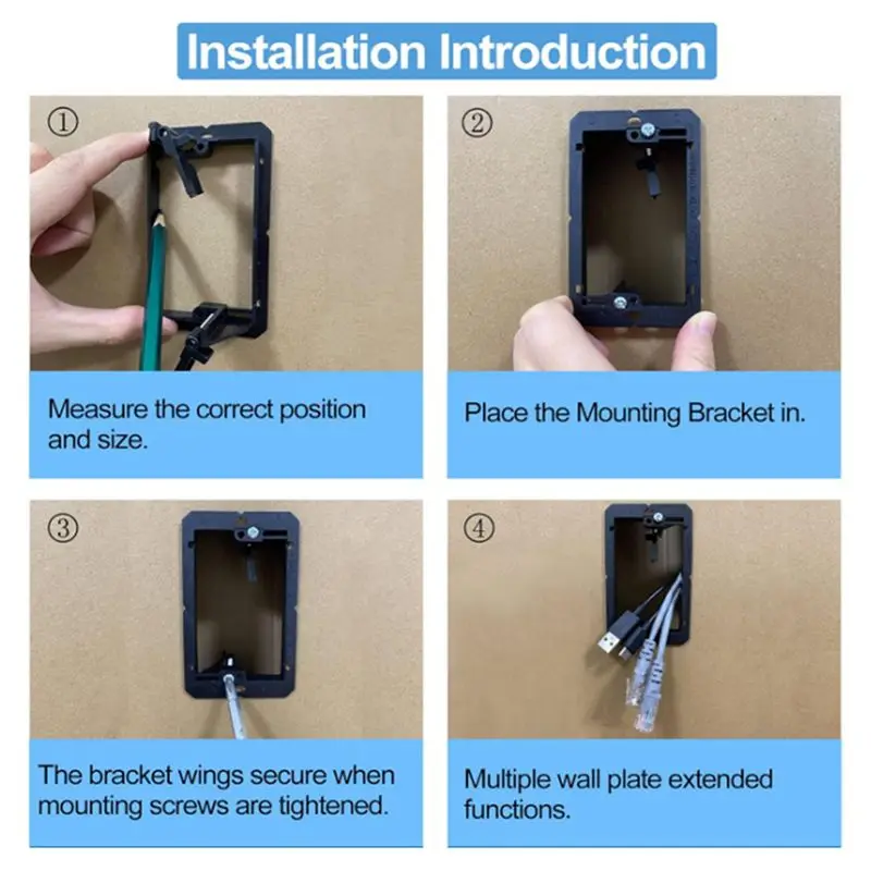 ABMS-Single-Gang (1-Gang) Low Voltage Wall Plate Mounting Brackets,40PCS