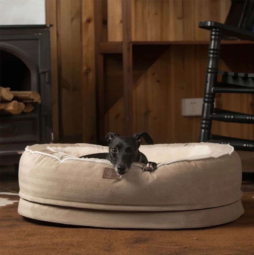 Soft luxury oval orthopedic sponge Popular removable cover  large dog bed