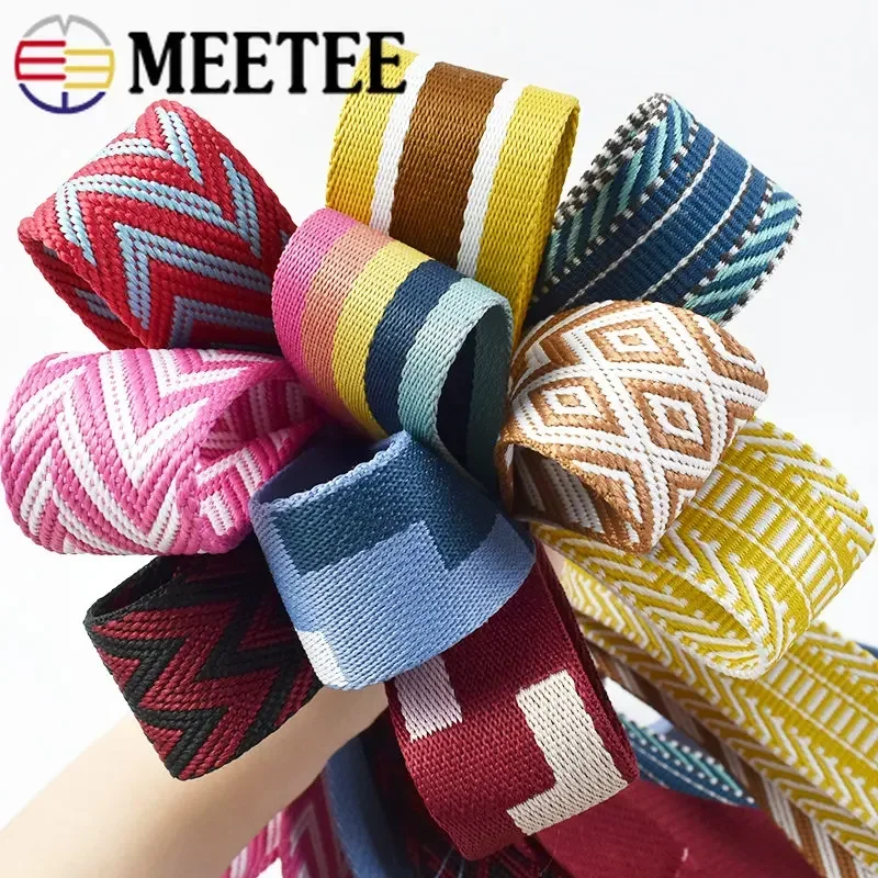 2/4M 2.2mm Thick 38/50mm Polyester Jacquard Webbing Tapes Ribbon for Strap Belt Bag Backpack DIY Sewing Biasband Accessories