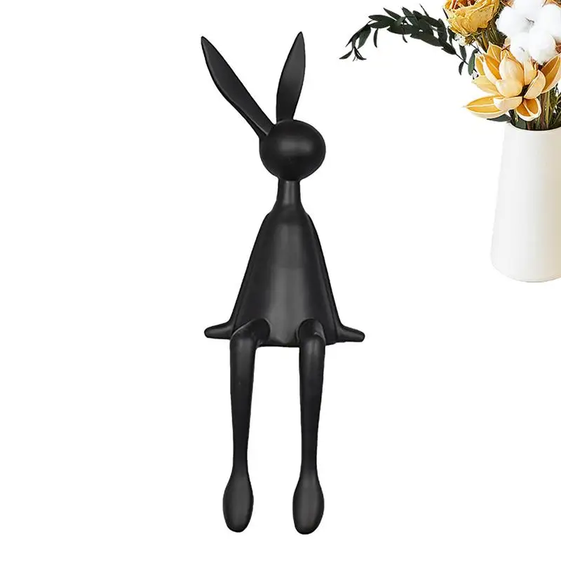 Rabbit Sitting Home Decor Resin Bunny Desktop Edge Figures Dangling Leg Figurine Ornaments House Studio Standing Rabbit With