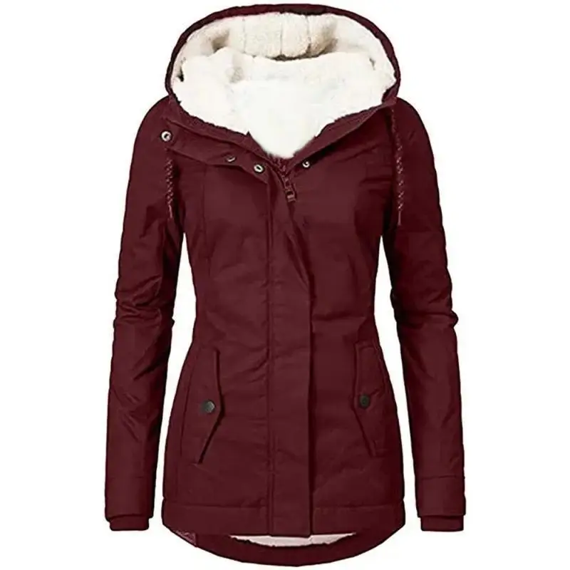 Hooded Women's Splice Zipper Coat Loose Casual Pockets Summer 2025 Casual Cotton Jacket for Women with Hood Zipper Closure
