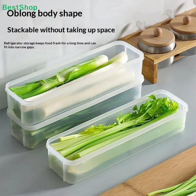 〔P〕Clear Plastic Fridge Herb Storage Container BPA Free Fresh Keeping For Storing Cilantro Scallions Vegetables Home Kitchen