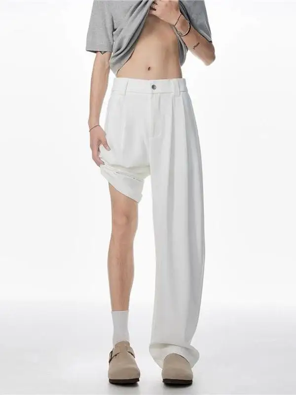 

Летние мужские брюки-чинос в американском ретро-стиле, свободного кроя, из смесового хлопка, с эффектом драпировки, от модного бренда Cleanfit