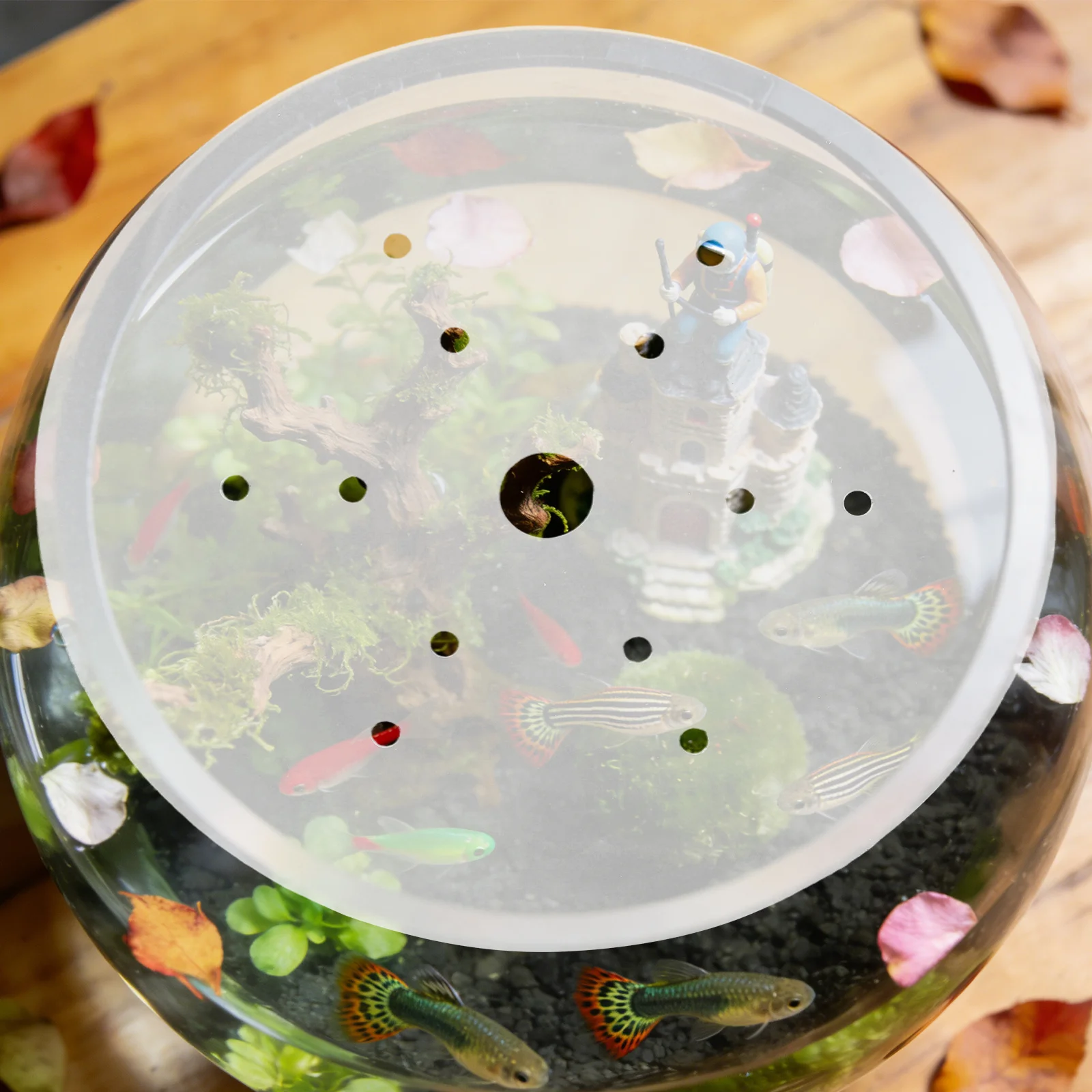 

Round Fish Tank Anti-Jumping Cover Transparent Acrylic Aquarium Bowl Lid Escape Proof Fish Tank Lid Replacement