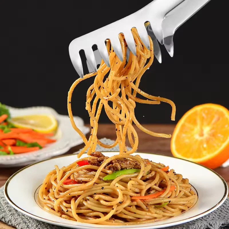 Italian Noodle Pliers 9 Inch Stainless Steel Noodle Tongs Multi Functional Spaghetti Tongs Noodle Tools Kitchen Cooking Tools