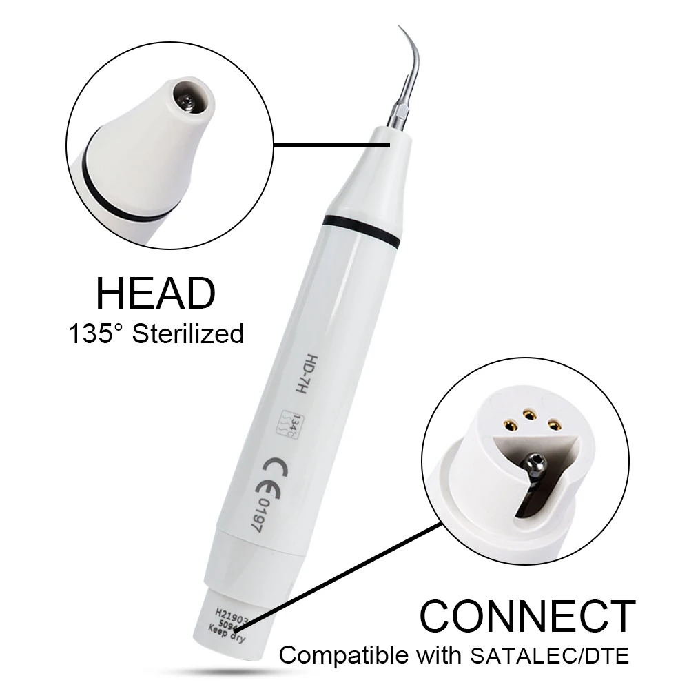 D*E Dental Ultrasonic Piezo Scaler Handpiece HD-7H Dentistry Ultrasound Scaler Handle Fit UDS D*E/SATELEC Types