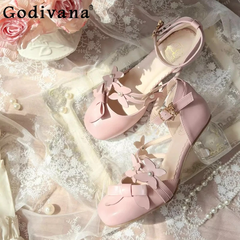 

Original French Style Elegant Sweet Pink High Heel Pumps 2025 Summer Women's Elegant Mary Jane Shoes Princess Tea Party Pumps