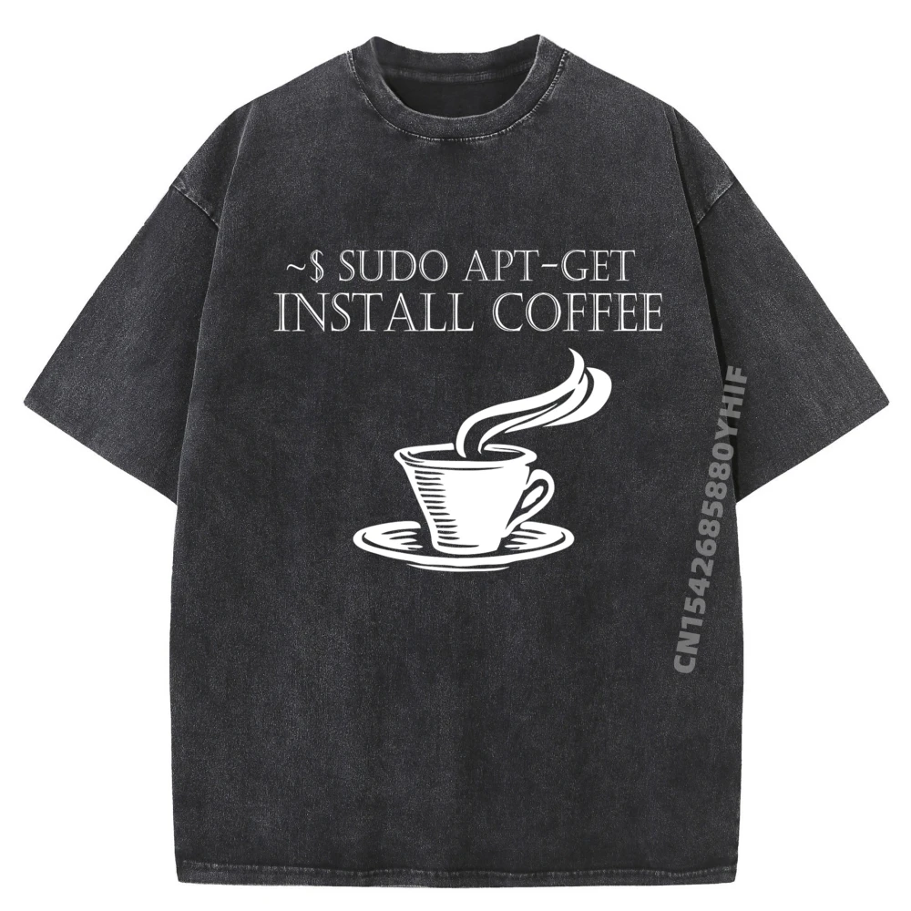 

Linux Computer Nerds Sudo Apt Get Install Coffee Clothing Spring Camisetas De Hombre Leisure Washed Shirt Birthday Gift