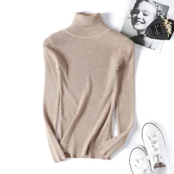 Autumn Knitwear Jumper Sweaters Women New Warm Knitted Pullover Slim Tops Turtleneck Winter Sweater Basic Solid Soft Streetwear